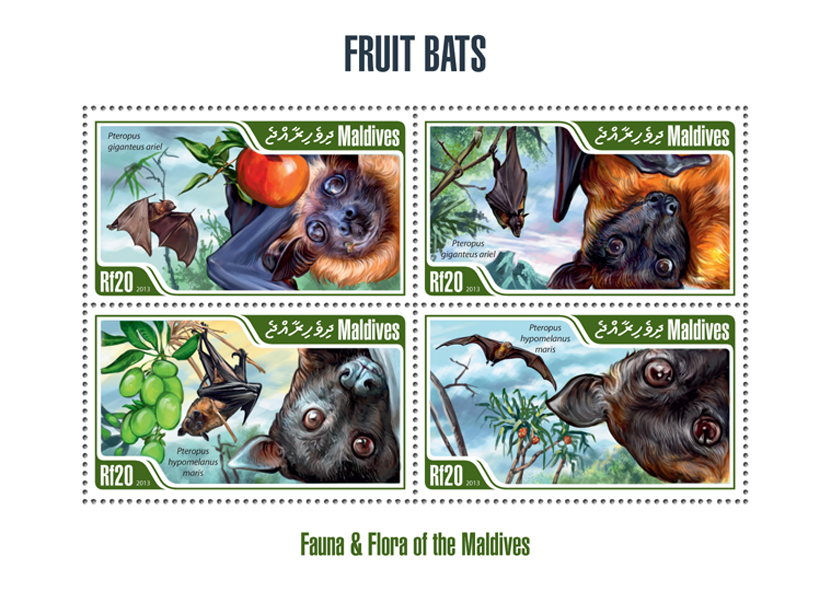 Fruits bats - Issue of Maldives postage stamps