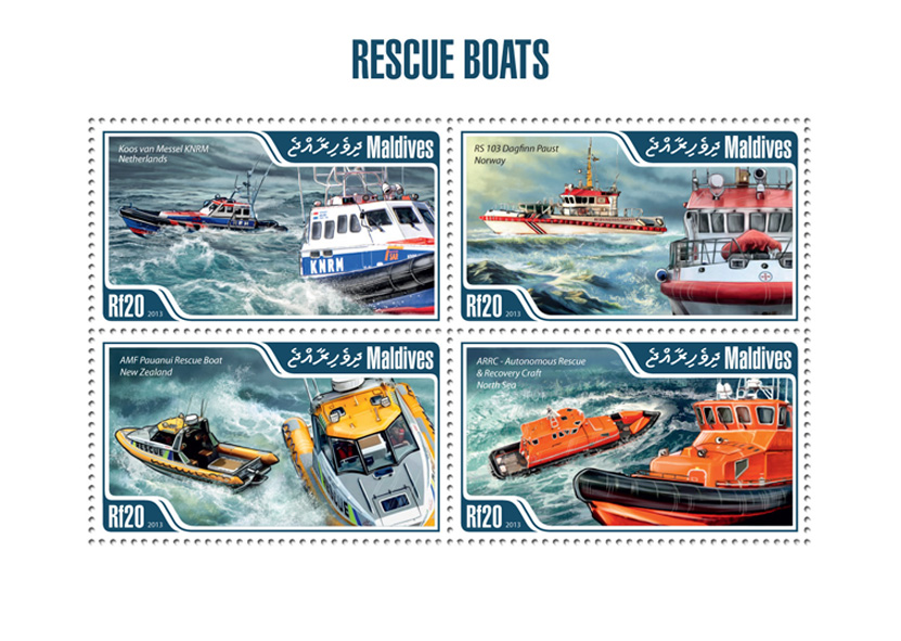 Rescue Boats - Issue of Maldives postage stamps