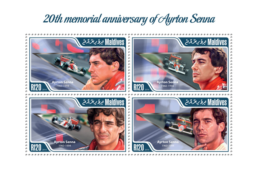 Ayrton Senna - Issue of Maldives postage stamps