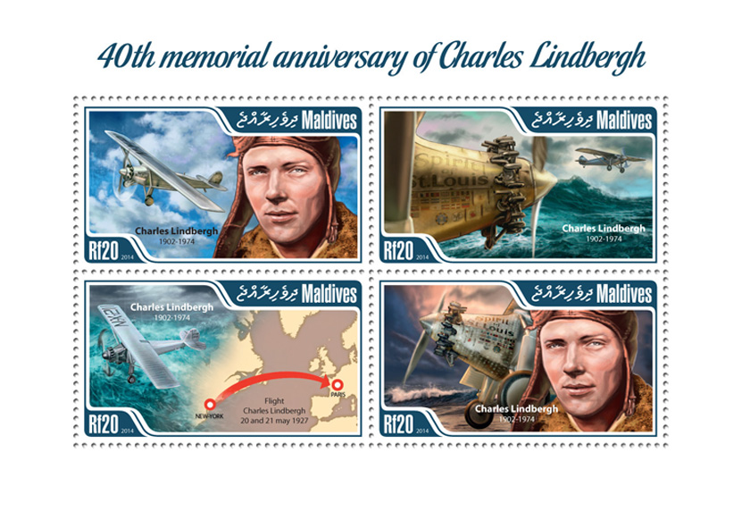 Charles Lindbergh  - Issue of Maldives postage stamps