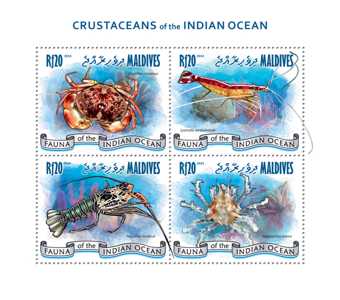 Crustaceans - Issue of Maldives postage stamps