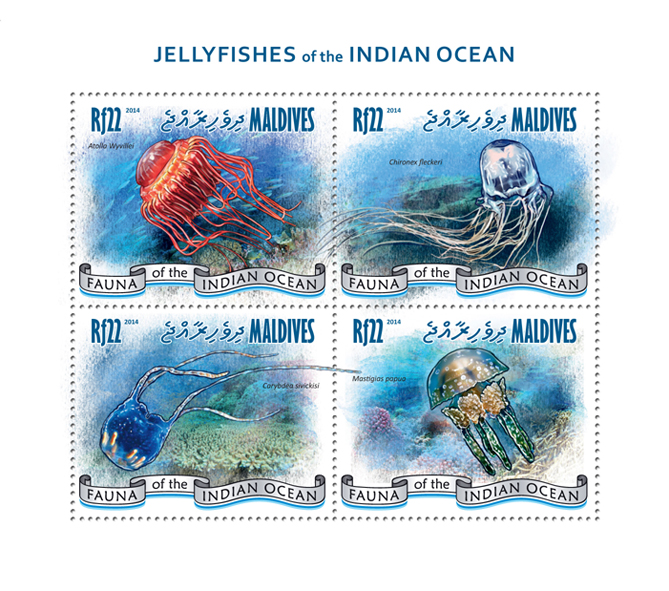 Jellyfishes - Issue of Maldives postage stamps