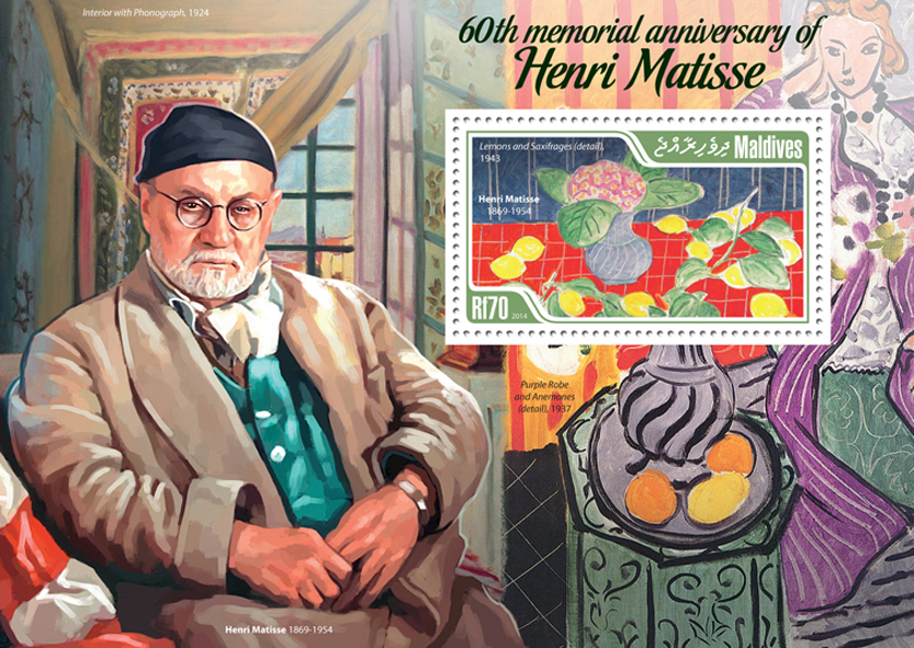 Henri Matisse  - Issue of Maldives postage stamps
