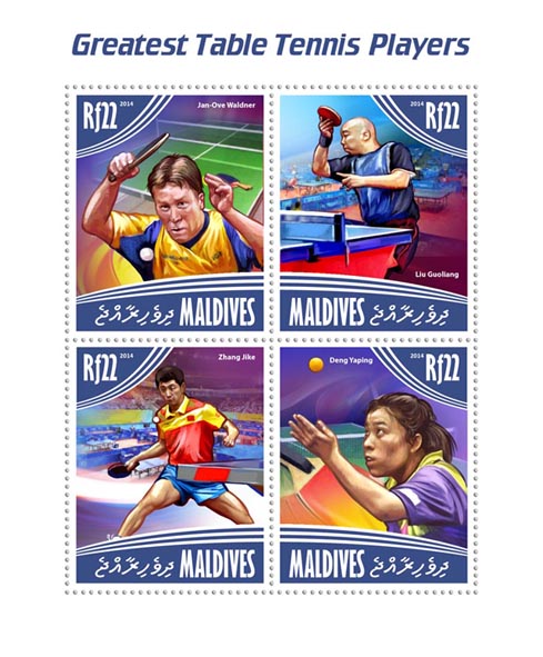 Table tennis - Issue of Maldives postage stamps