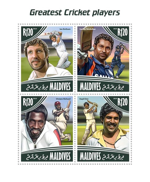 Cricket - Issue of Maldives postage stamps