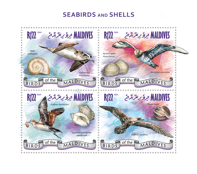Seabirds and Shells - Issue of Maldives postage stamps