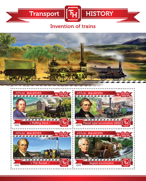 Trains - Issue of Maldives postage stamps