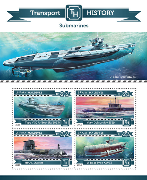 Submarines - Issue of Maldives postage stamps