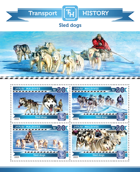 Sled Dogs  - Issue of Maldives postage stamps