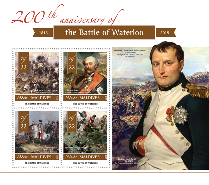 The Battle of Waterloo - Issue of Maldives postage stamps