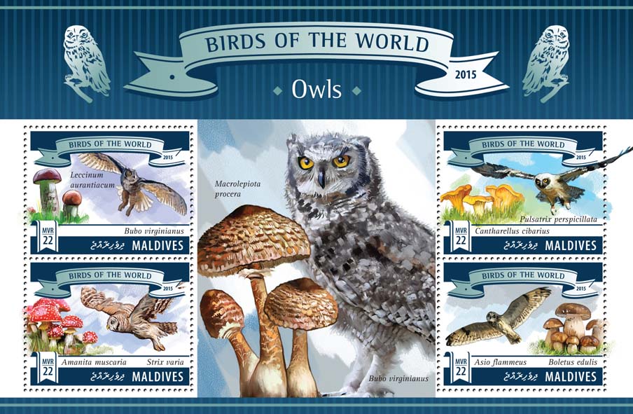 Owls - Issue of Maldives postage stamps