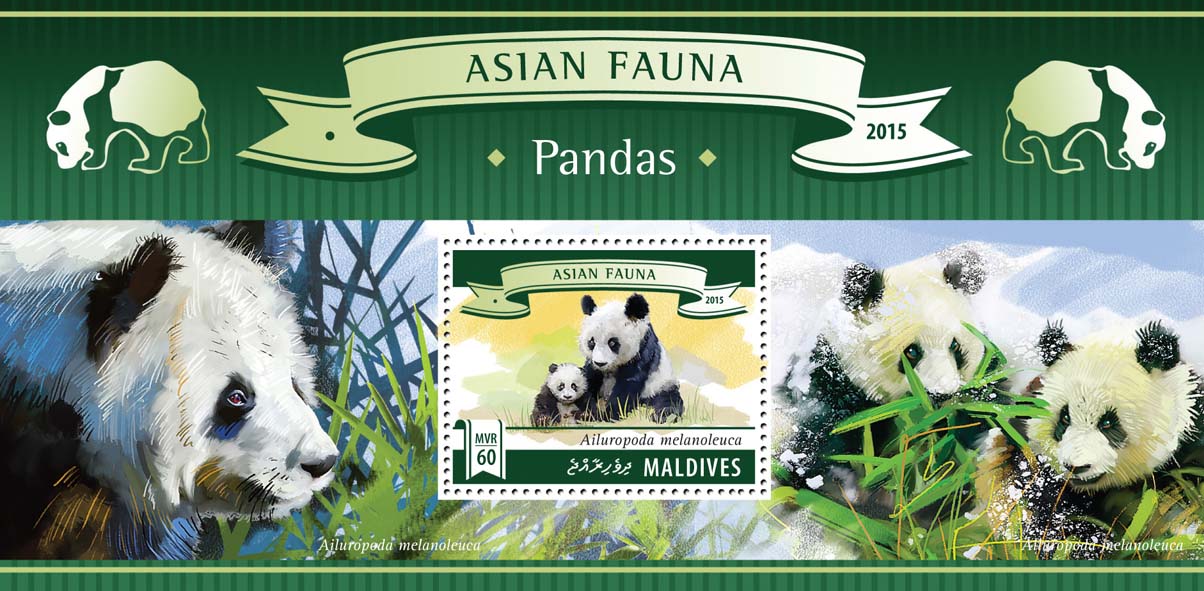 Pandas - Issue of Maldives postage stamps