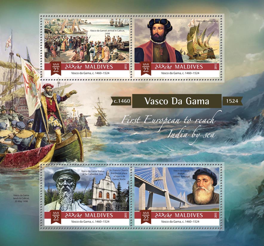 Vasco da Gama - Issue of Maldives postage stamps