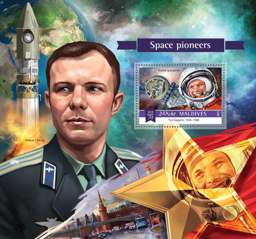 Space pioneers - Issue of Maldives postage stamps