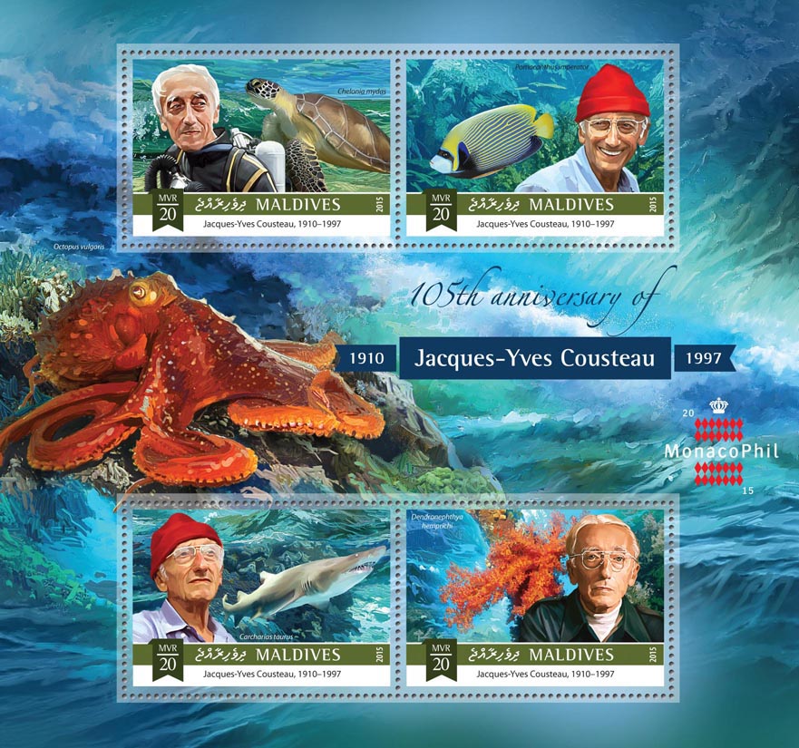 Jacques-Yves Cousteau - Issue of Maldives postage stamps