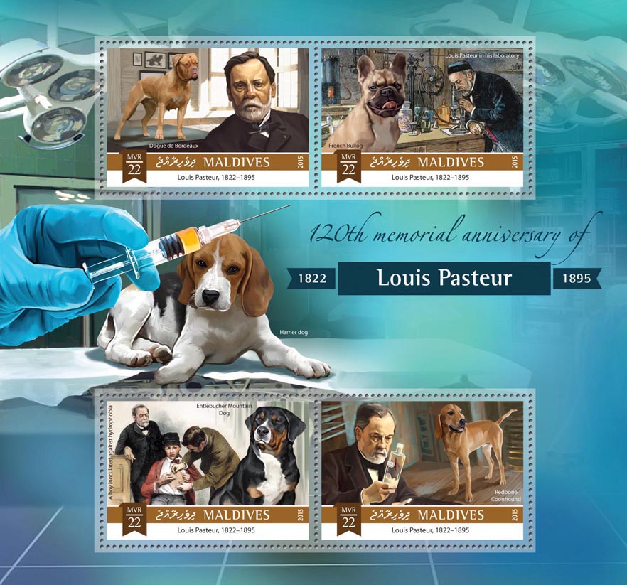 Louis Pasteur  - Issue of Maldives postage stamps