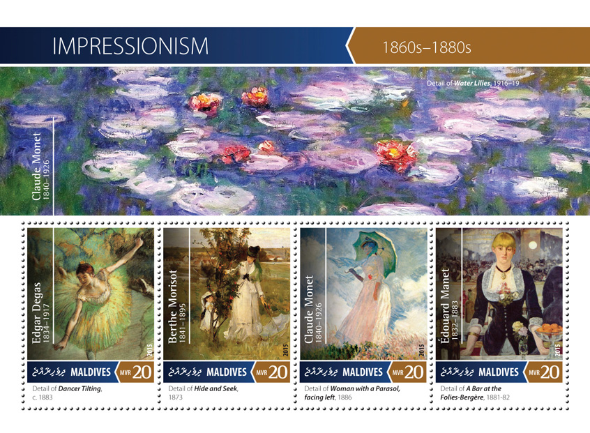 Impressionism - Issue of Maldives postage stamps