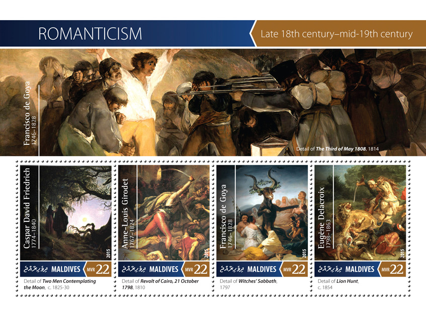 Romanticism - Issue of Maldives postage stamps