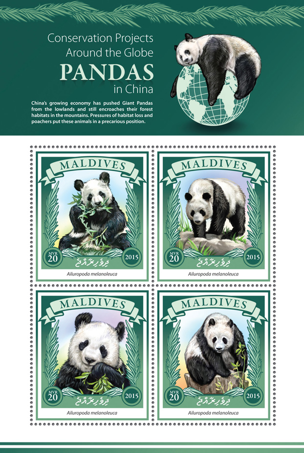 Panda - Issue of Maldives postage stamps