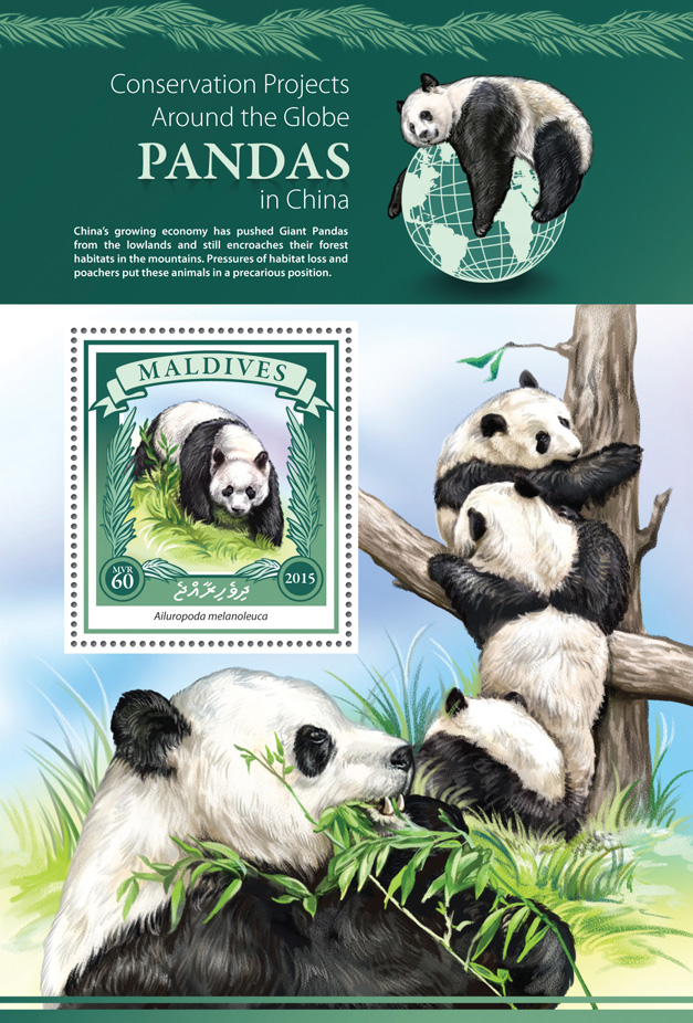 Panda - Issue of Maldives postage stamps