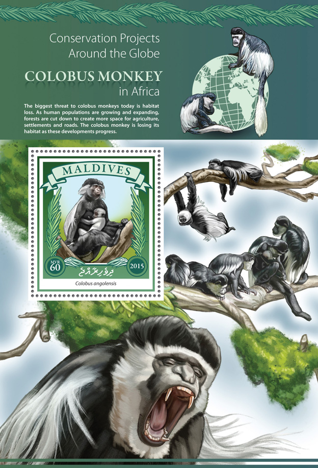 Monkey - Issue of Maldives postage stamps