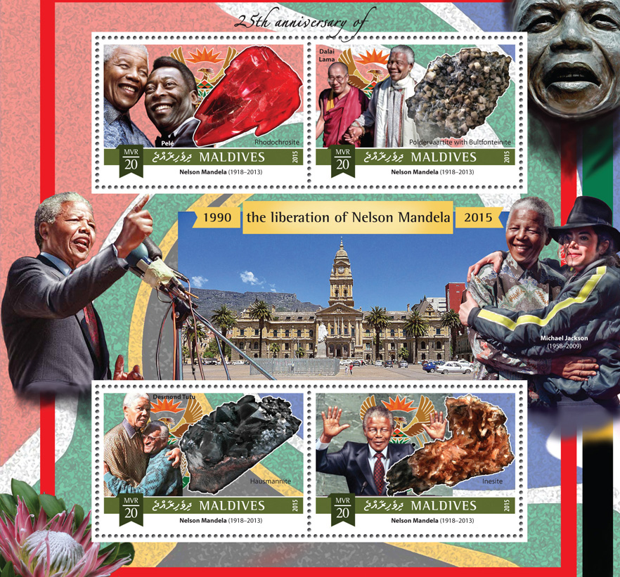 Nelson Mandela - Issue of Maldives postage stamps