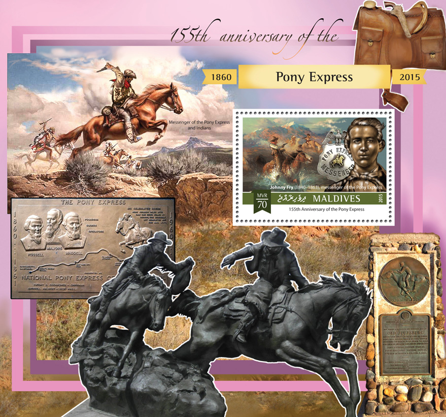 Pony Express - Issue of Maldives postage stamps