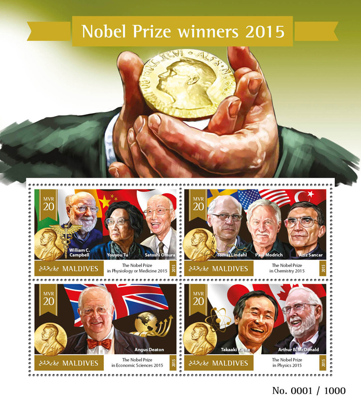 Nobel Prize - Issue of Maldives postage stamps