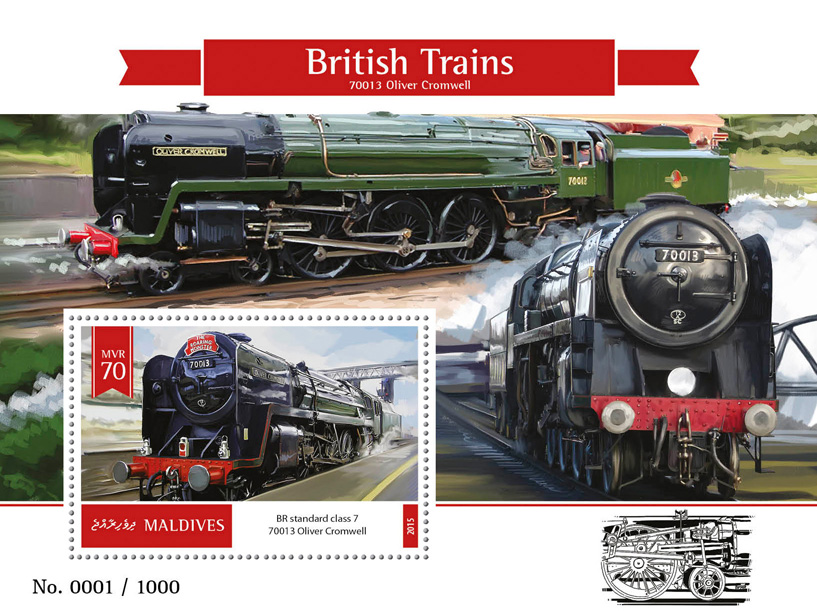 Trains - Issue of Maldives postage stamps