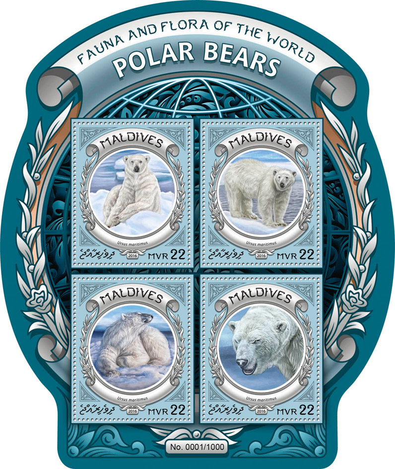Polar bears - Issue of Maldives postage stamps