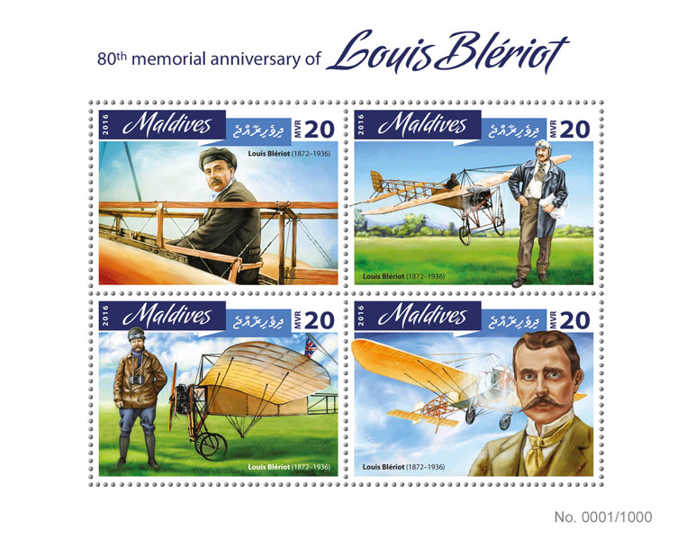 Louis Bleriot - Issue of Maldives postage stamps