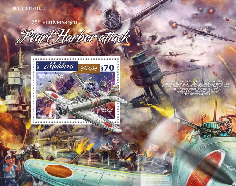 Pearl Harbor - Issue of Maldives postage stamps