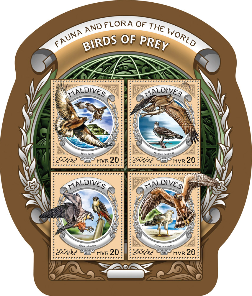 Birds of prey - Issue of Maldives postage stamps