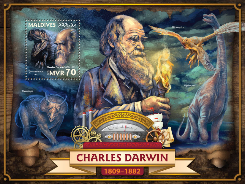 Charles Darwin - Issue of Maldives postage stamps