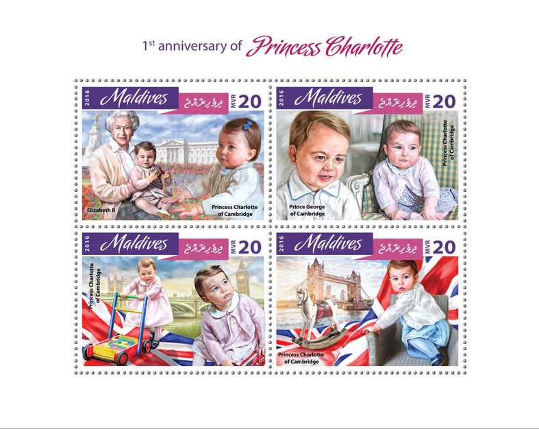 Princess Charlotte - Issue of Maldives postage stamps