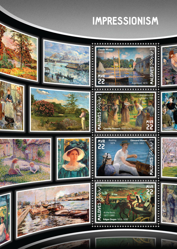 Impressionism - Issue of Maldives postage stamps