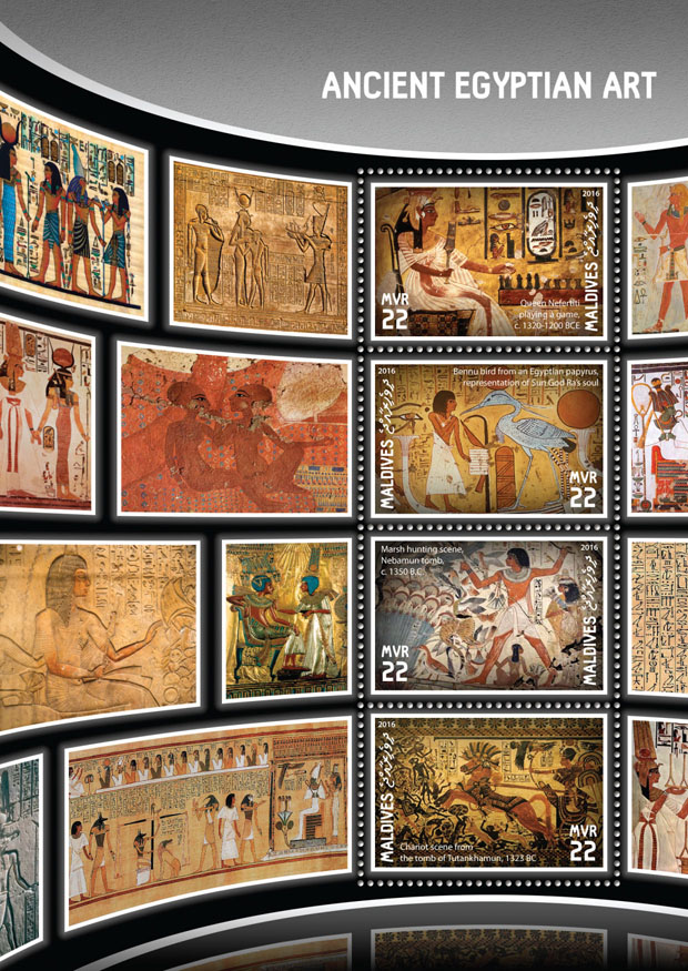 Ancient Egyptian art - Issue of Maldives postage stamps