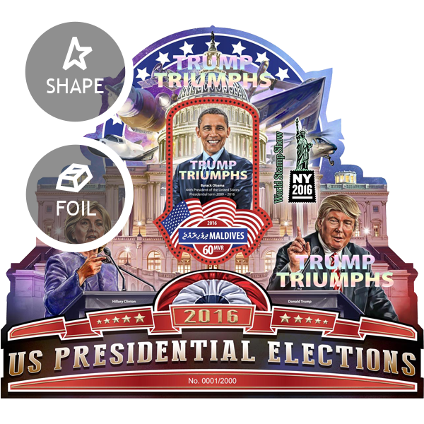 Donald Trump – US Presidential Election - Issue of Maldives postage stamps