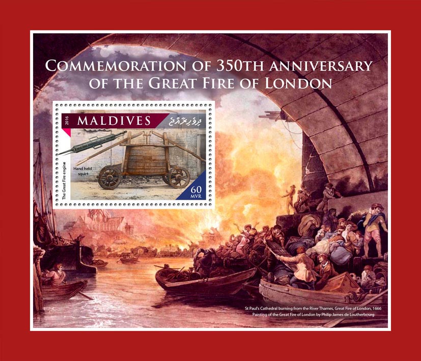 Great Fire of London - Issue of Maldives postage stamps
