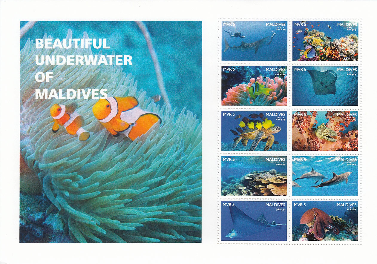 Beautiful Underwater of Maldives - Issue of Maldives postage stamps