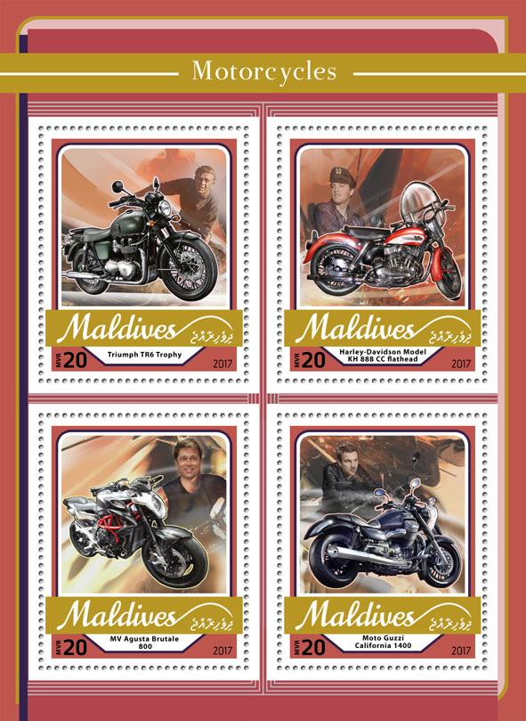 Motorcycles - Issue of Maldives postage stamps