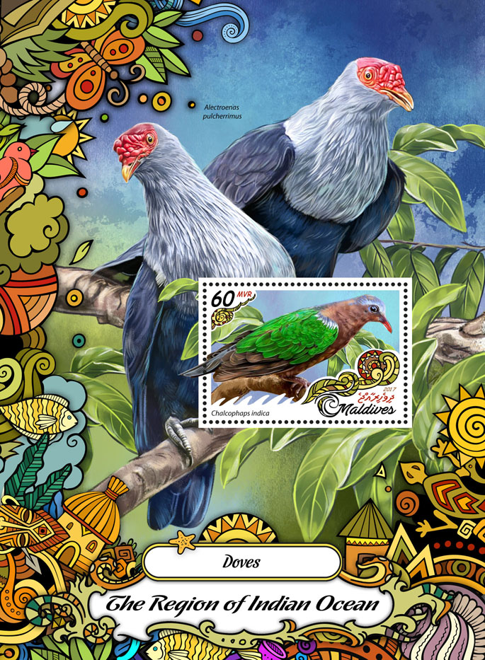 Doves - Issue of Maldives postage stamps