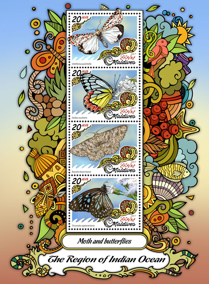 Moth and butterflies - Issue of Maldives postage stamps