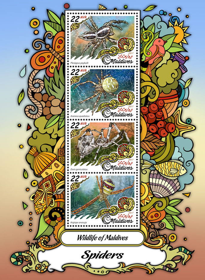 Spiders - Issue of Maldives postage stamps