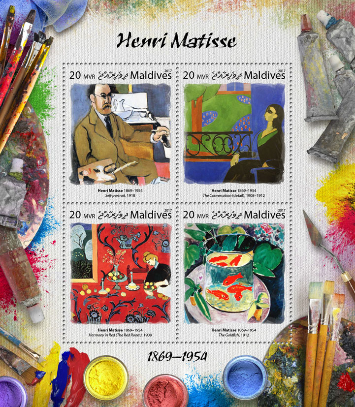 Henri Matisse - Issue of Maldives postage stamps