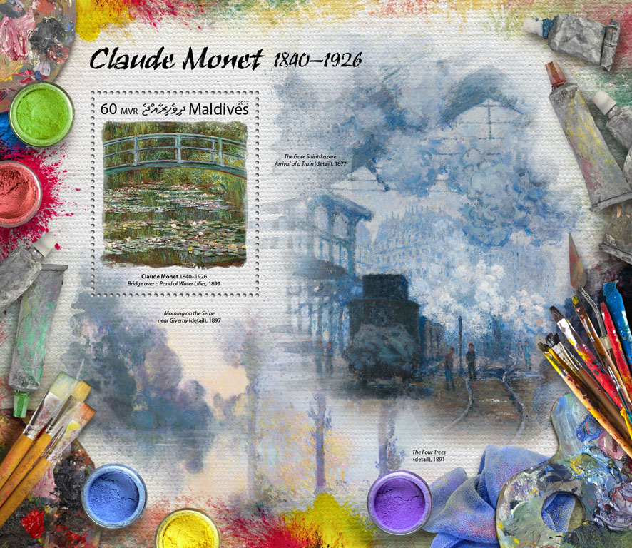 Claude Monet - Issue of Maldives postage stamps
