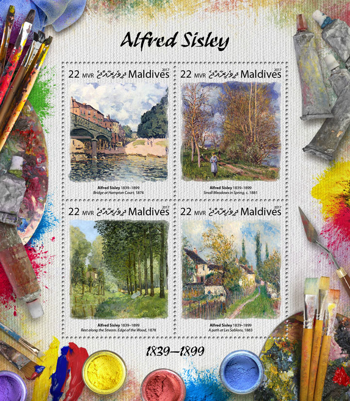 Alfred Sisley - Issue of Maldives postage stamps