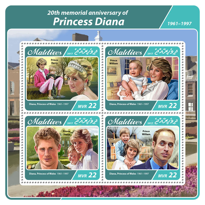 Princess Diana - Issue of Maldives postage stamps