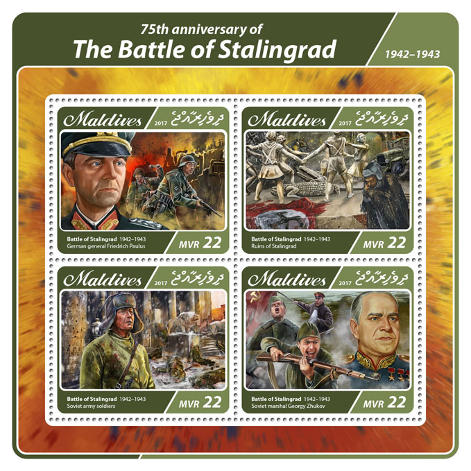 Battle of Stalingrad - Issue of Maldives postage stamps