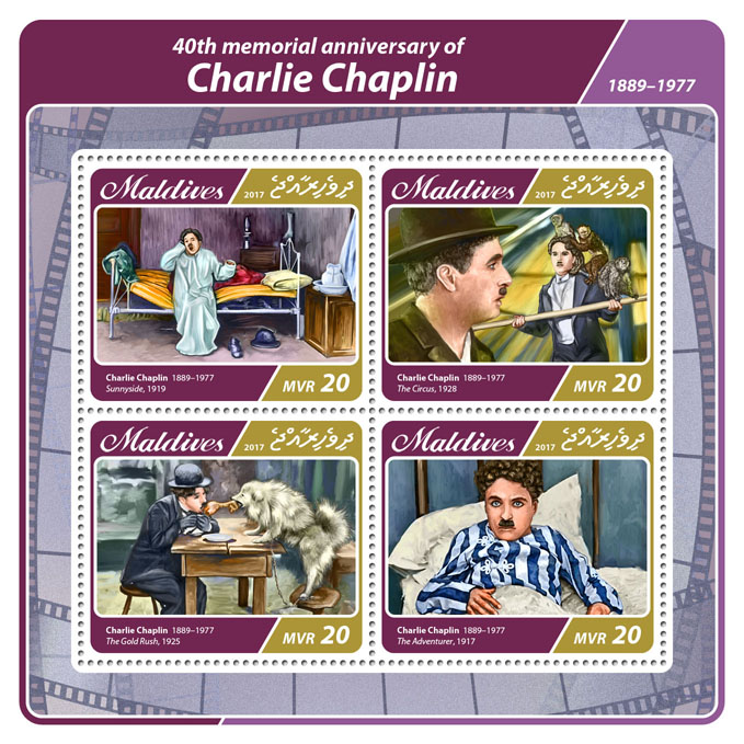 Charlie Chaplin - Issue of Maldives postage stamps